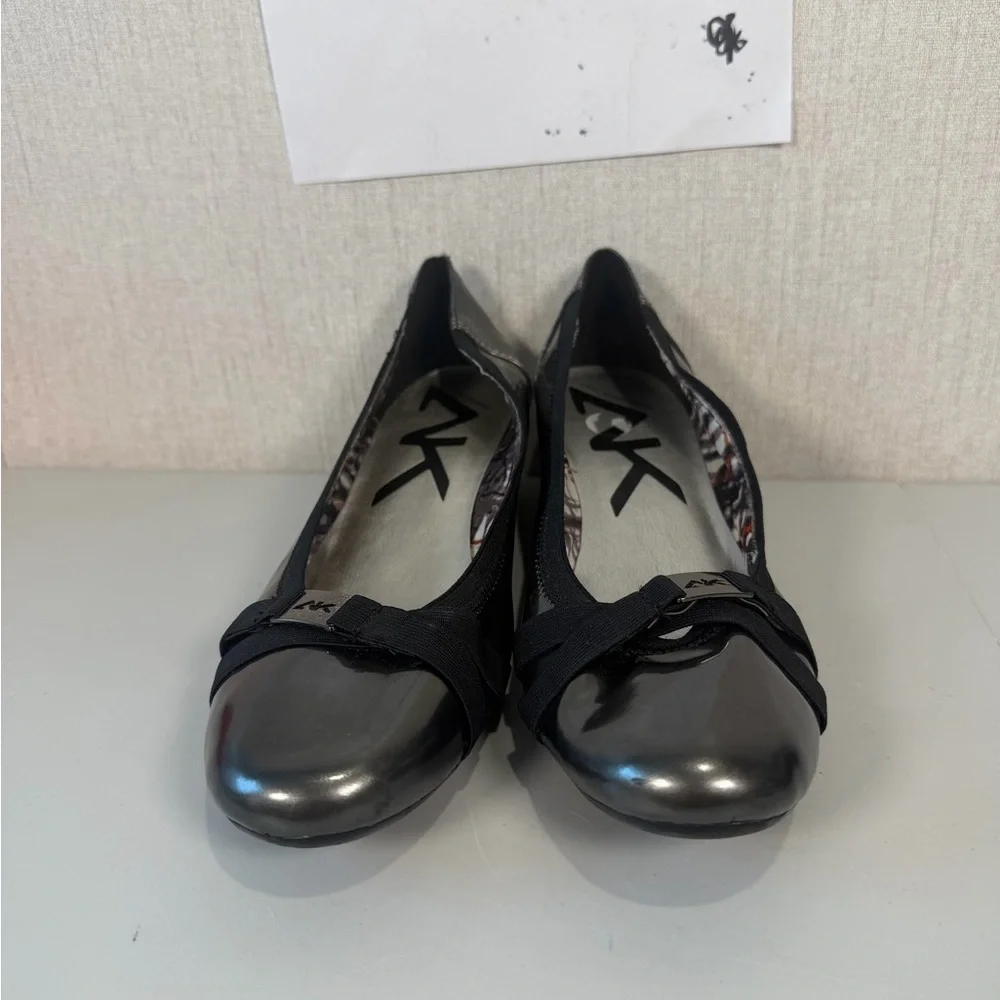 Anne Klein Sport Womens AKDefinitely gray/ Black‎ Patent Wedge Pump US 10M